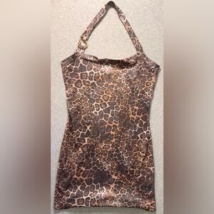 Leopard Print Halter-top Mini Dress